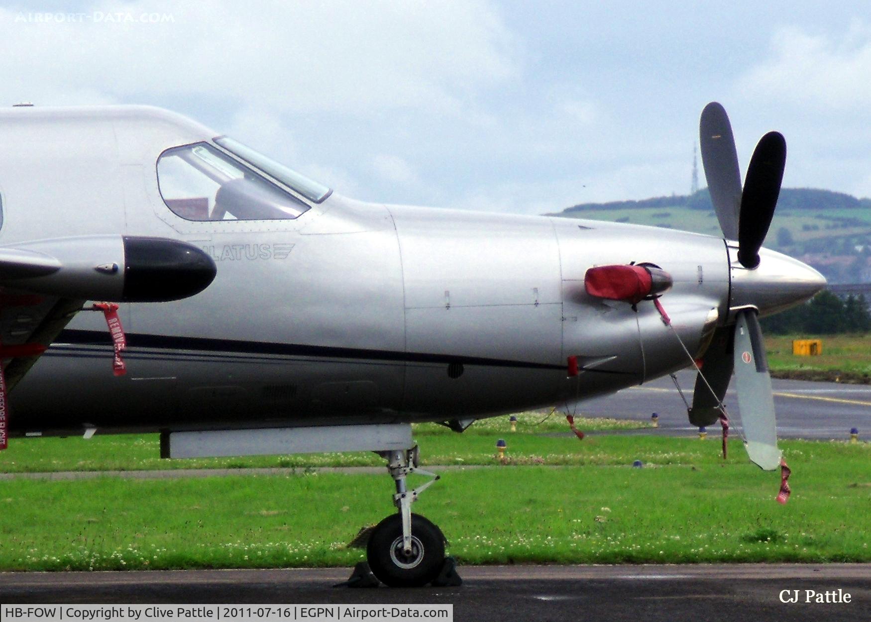 HB-FOW, 2001 Pilatus PC-12/45 C/N 411, Nose shot at Dundee Riverside airport EGPN