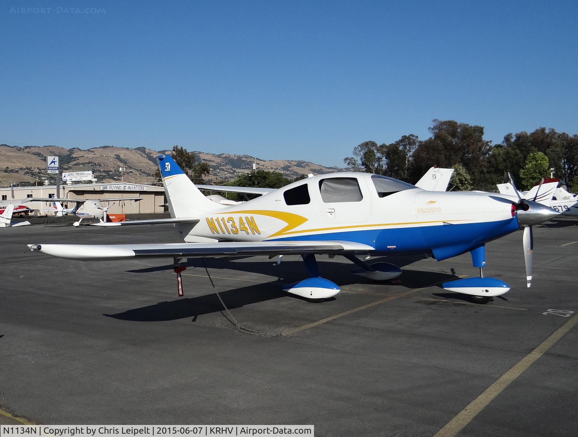 N1134N, Cessna LC41-550FG C/N 411134, Isom Land and Cattle Company LLC (New York, NY) Cessna 400 parked on the Trade Winds ramp at Reid Hillview Airport, San Jose, CA.