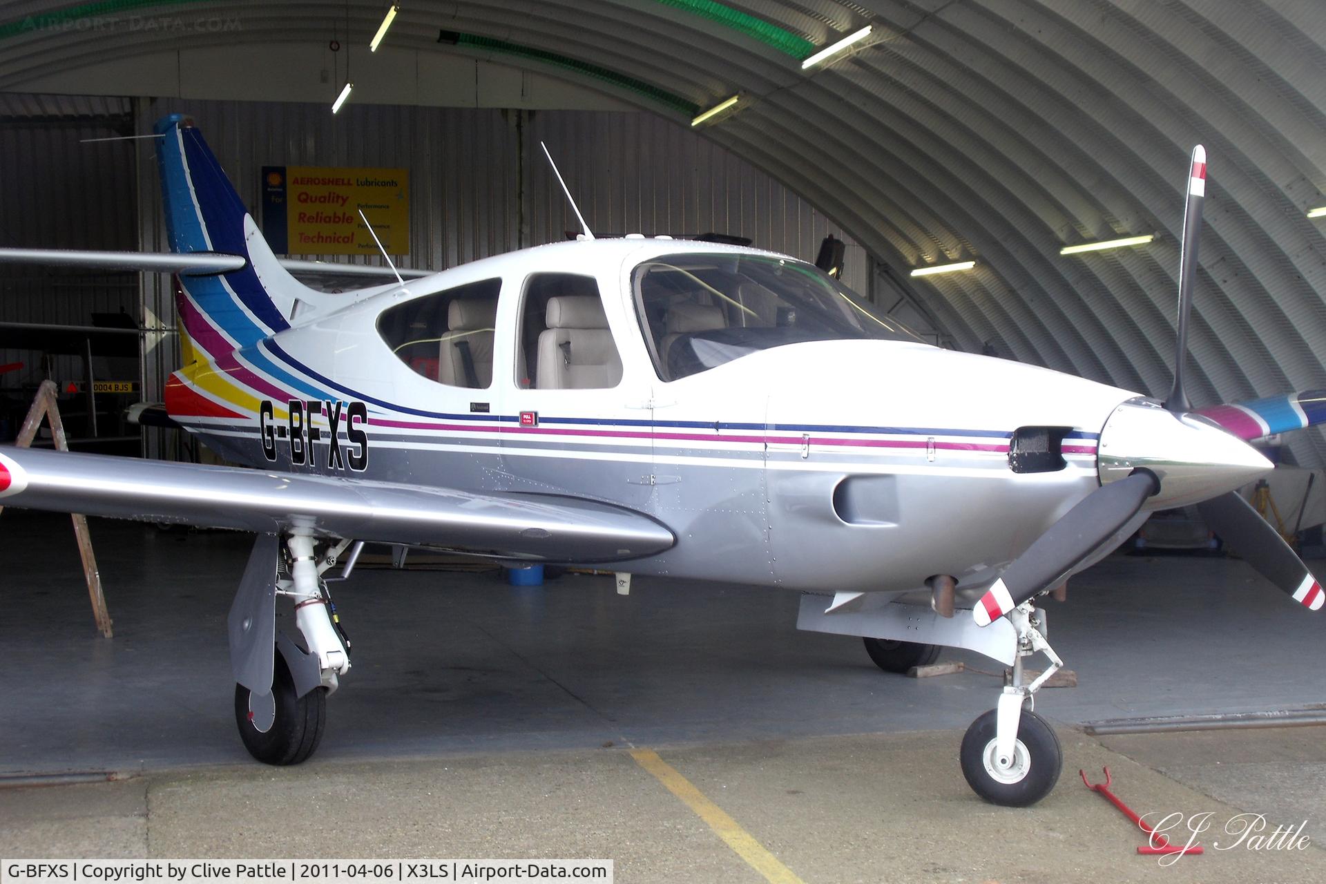 G-BFXS, 1977 Rockwell Commander 114 C/N 14271, Parked up at Little Snoring X3LS undergoing maintenance