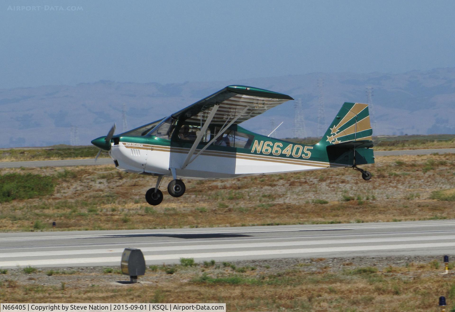 N66405, 1996 American Champion 8KCAB Decathlon C/N 783-96, 1996 Champ 8KCAB making crosswind landing @ San Carlos Airport, CA