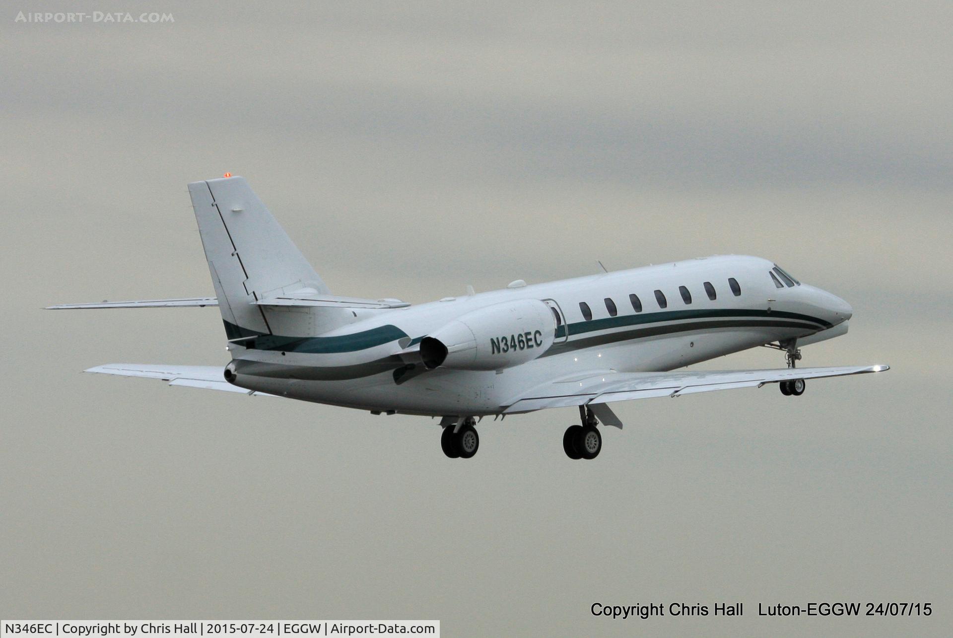 N346EC, 2015 Cessna 680 Citation Sovereign C/N 680-0346, departing from Luton