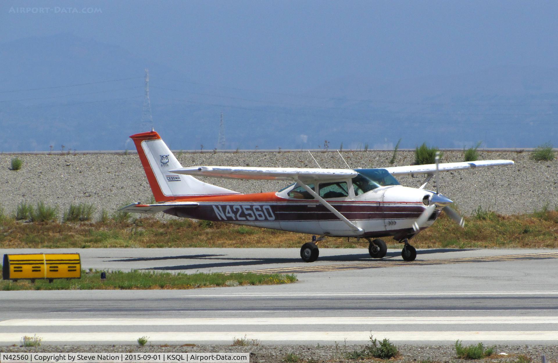 N42560, 1968 Cessna 182L Skylane C/N 18259077, Washington State-based 1968 Cessna 182L taxiing to runway before heading for home @ San Carlos Airport, CA