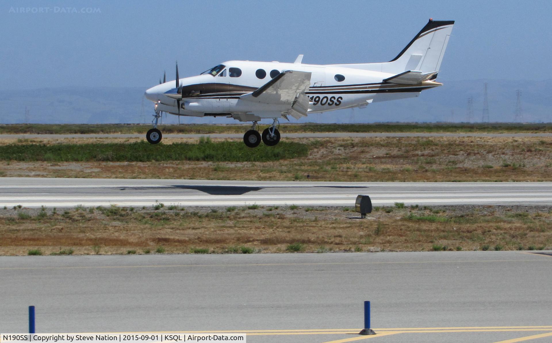 N190SS, 1992 Beech C90A King Air C/N LJ1298, 1992 Beech C90A near touchdown @ San Carlos Airport, CA