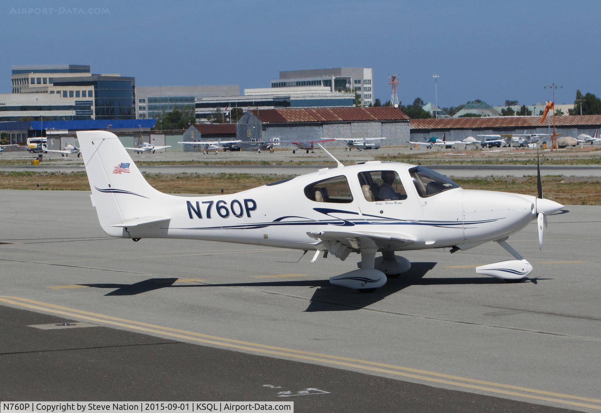 N760P, 2004 Cirrus SR22 C/N 0988, Locally-based 2004 Cirrus SR22 doing final checklist @ San Carlos Airport, CA