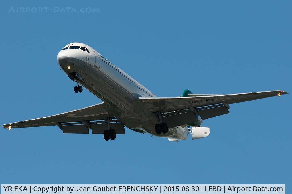 YR-FKA, 1991 Fokker 100 (F-28-0100) C/N 11340, Carpatair landing 23 from Toulon