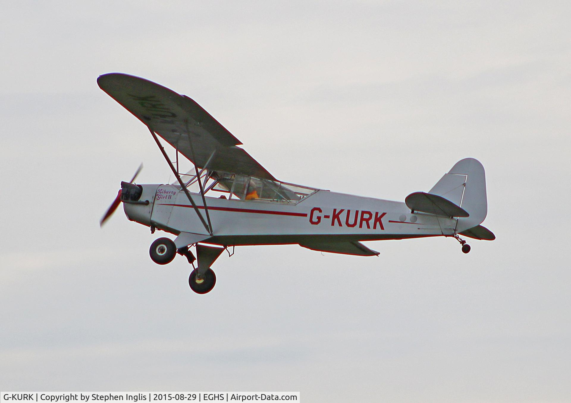 G-KURK, 1943 Piper L-4H Grasshopper (J3C-65D) C/N 11527, Wings and Wheels fly in.
