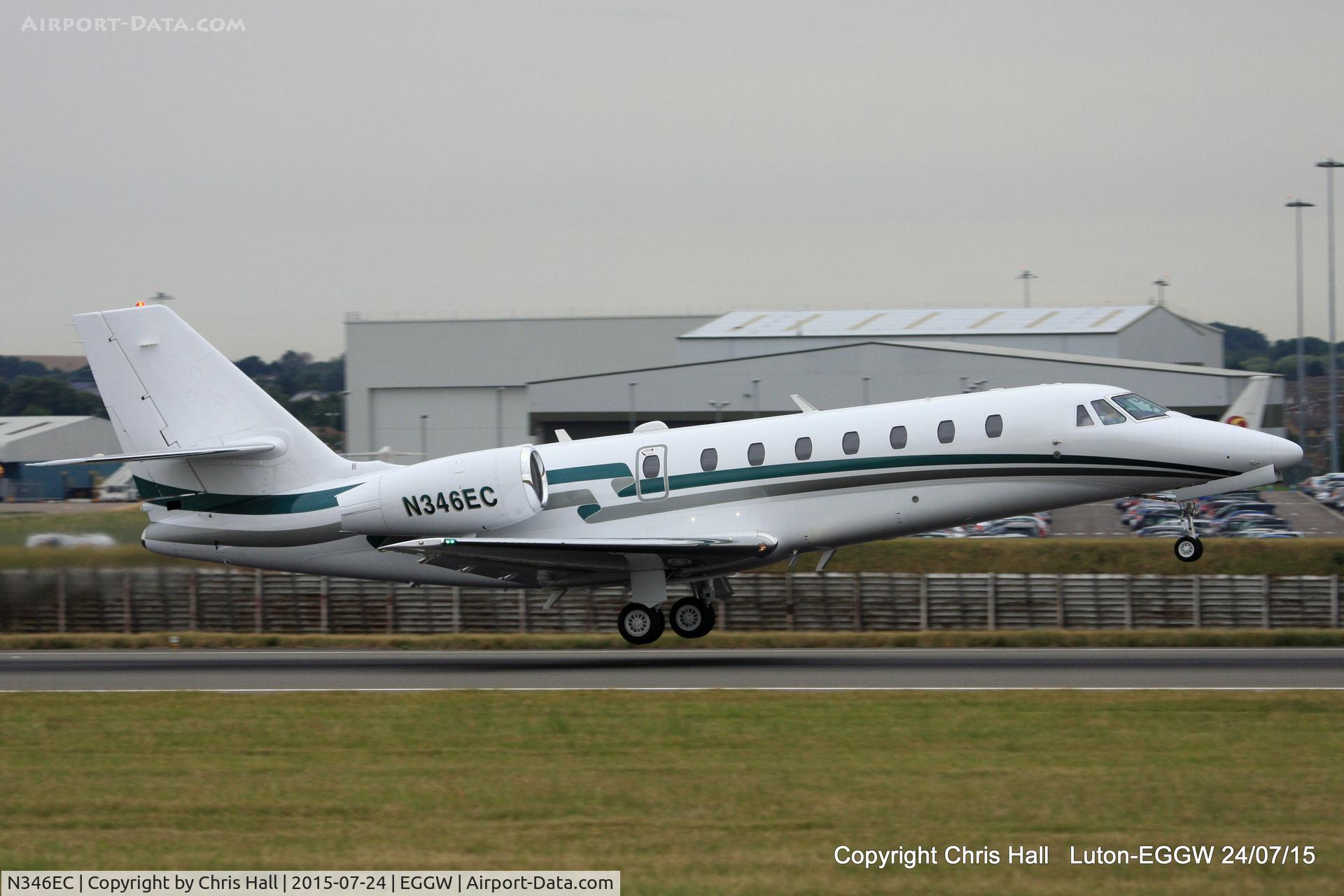 N346EC, 2015 Cessna 680 Citation Sovereign C/N 680-0346, departing from Luton