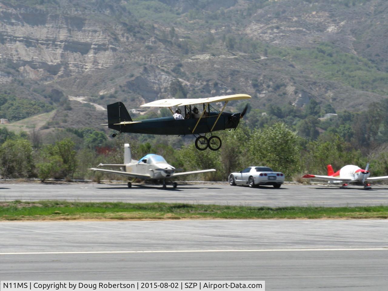 N11MS, 1972 Pietenpol Air Camper C/N MS1, 1972 Sparks PIETENPOL AIR CAMPER, C85 85 Hp, landing Rwy 22. In 1932 Bernard H. Pietenpol-Spring Valley, MN offered Air Camper Ford Model A power, guaranteed performance-$750.00 FLYAWAY!! Digest that for a moment!