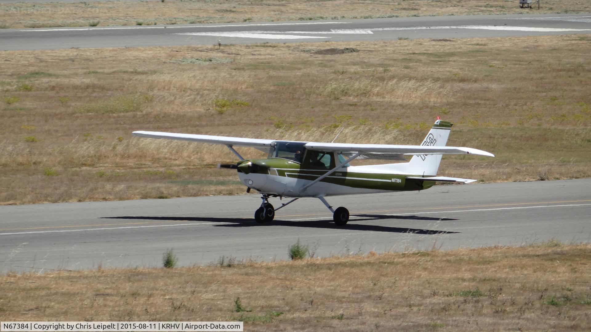 N67384, 1978 Cessna 152 C/N 15281800, Locally-based 1978 Cessna 152 landing on runway 31L at Reid Hillview Airport, San Jose, CA. Photo taken from the control tower.