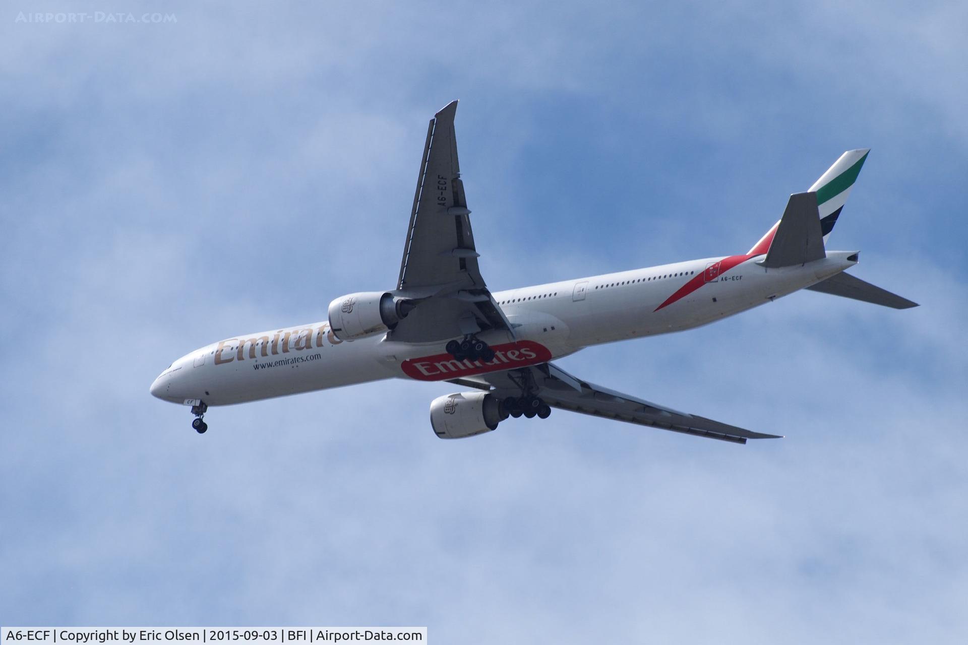 A6-ECF, 2007 Boeing 777-36H/ER C/N 35574, 2007 Boeing 777 coming into Seatac. Photo shot from BFI.