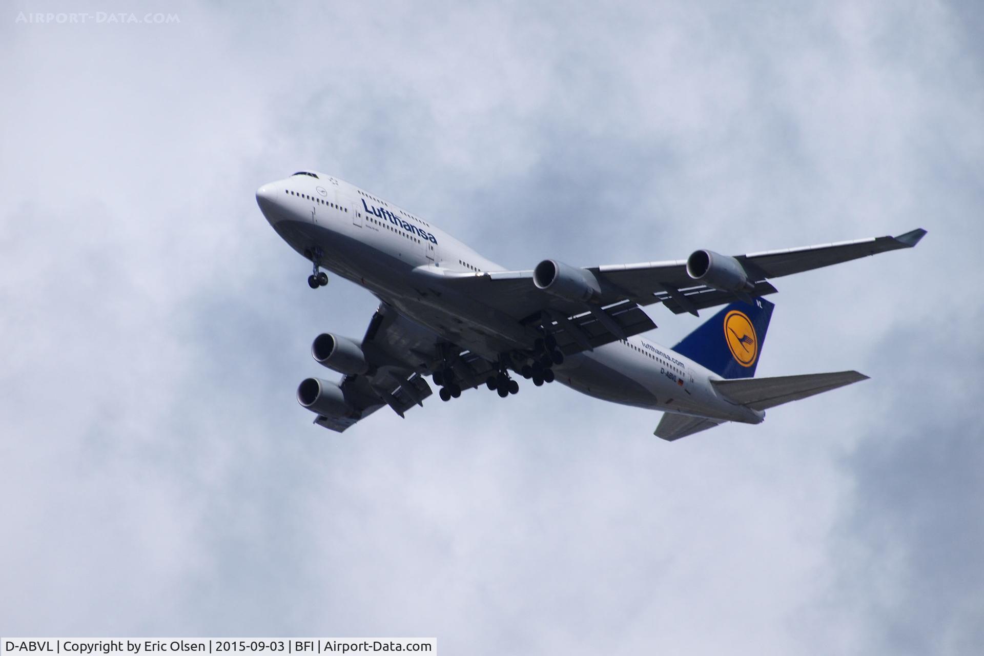 D-ABVL, 1992 Boeing 747-430 C/N 26425, Boeing 747 on final for Seatac. Photo was taken from Boeing Field.
