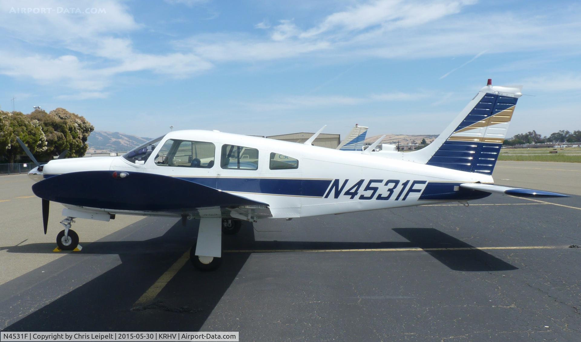 N4531F, 1976 Piper PA-28R-200 Cherokee Arrow C/N 28R-7635415, Privately-owned 1976 Piper PA-28R-200 on the transient ramp at Reid Hillview Airport, San Jose, CA.