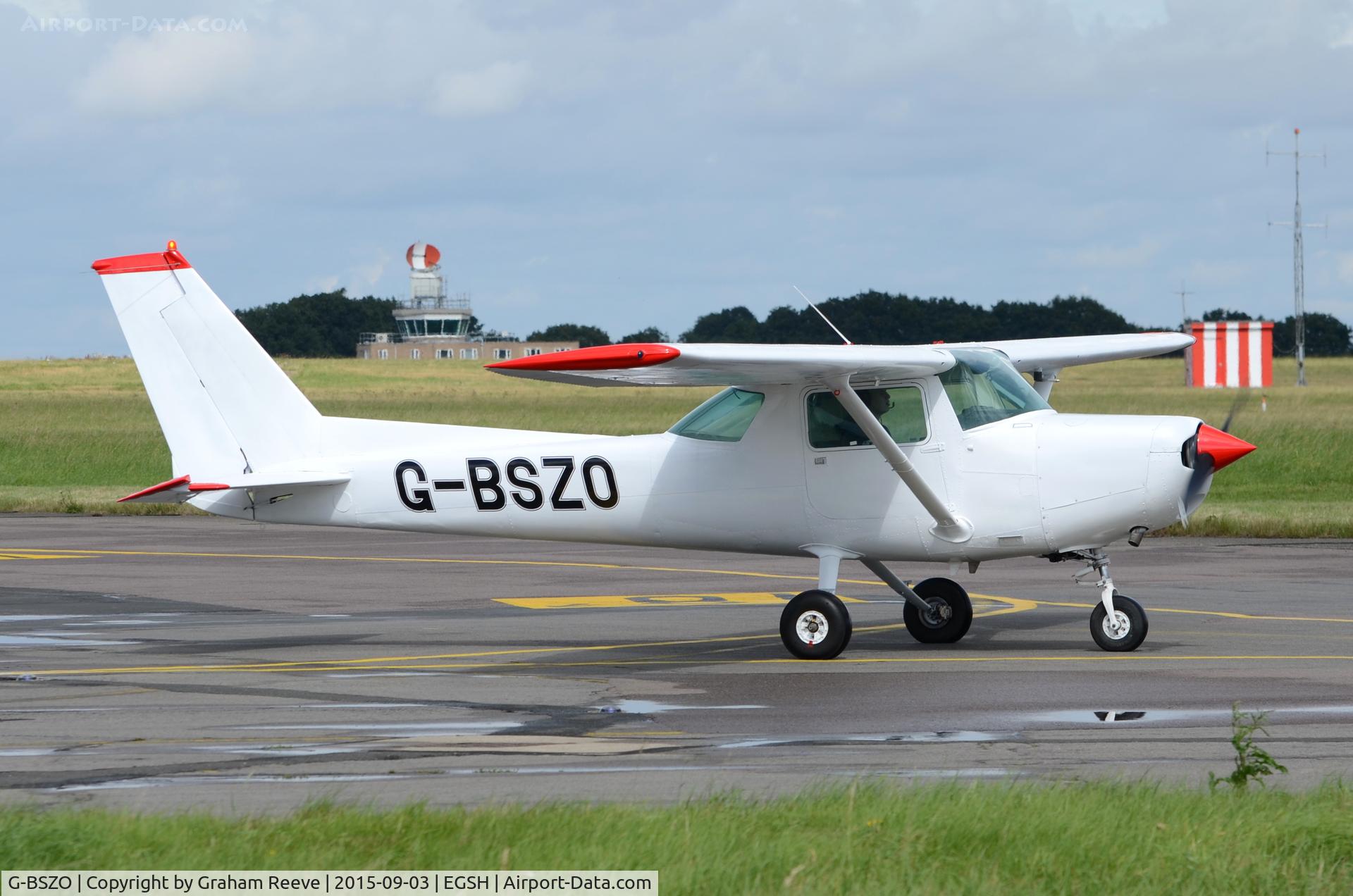 G-BSZO, 1977 Cessna 152 C/N 152-80221, Departing from Norwich.