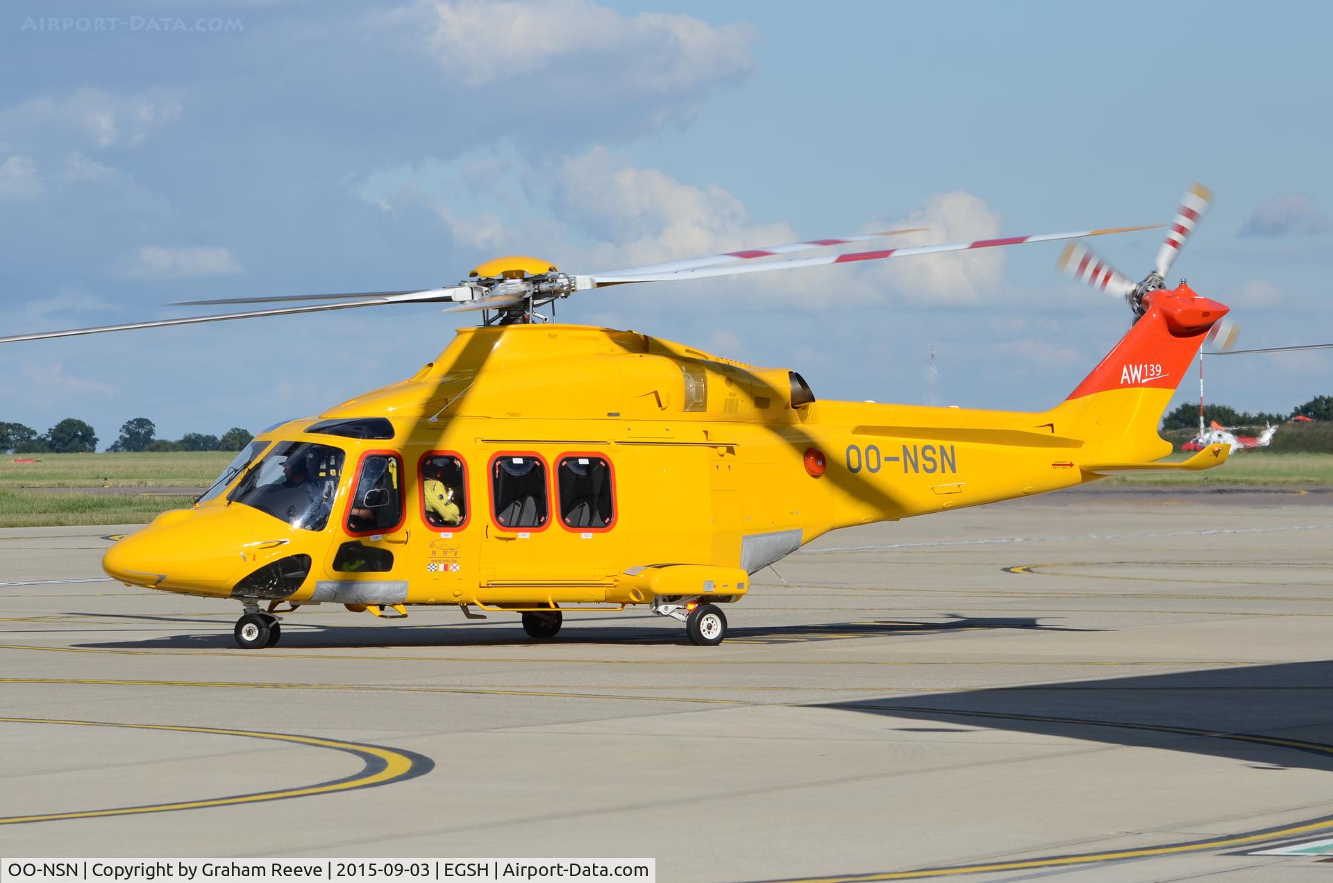 OO-NSN, 2015 AgustaWestland AW-139 C/N 31700, About to depart from Norwich.