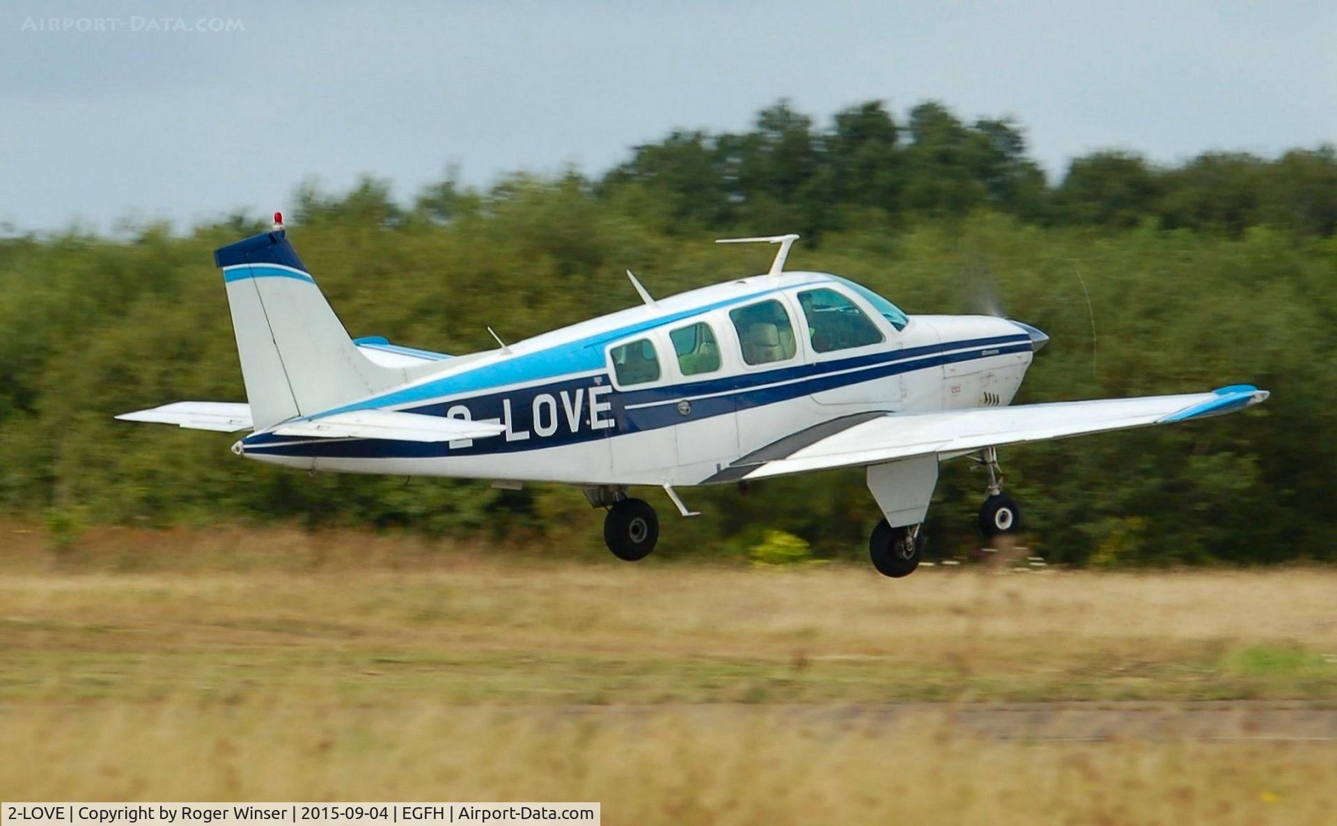 2-LOVE, 1976 Beech A36 Bonanza 36 Bonanza 36 C/N E-854, Visiting Bonanza departing Runway 04.