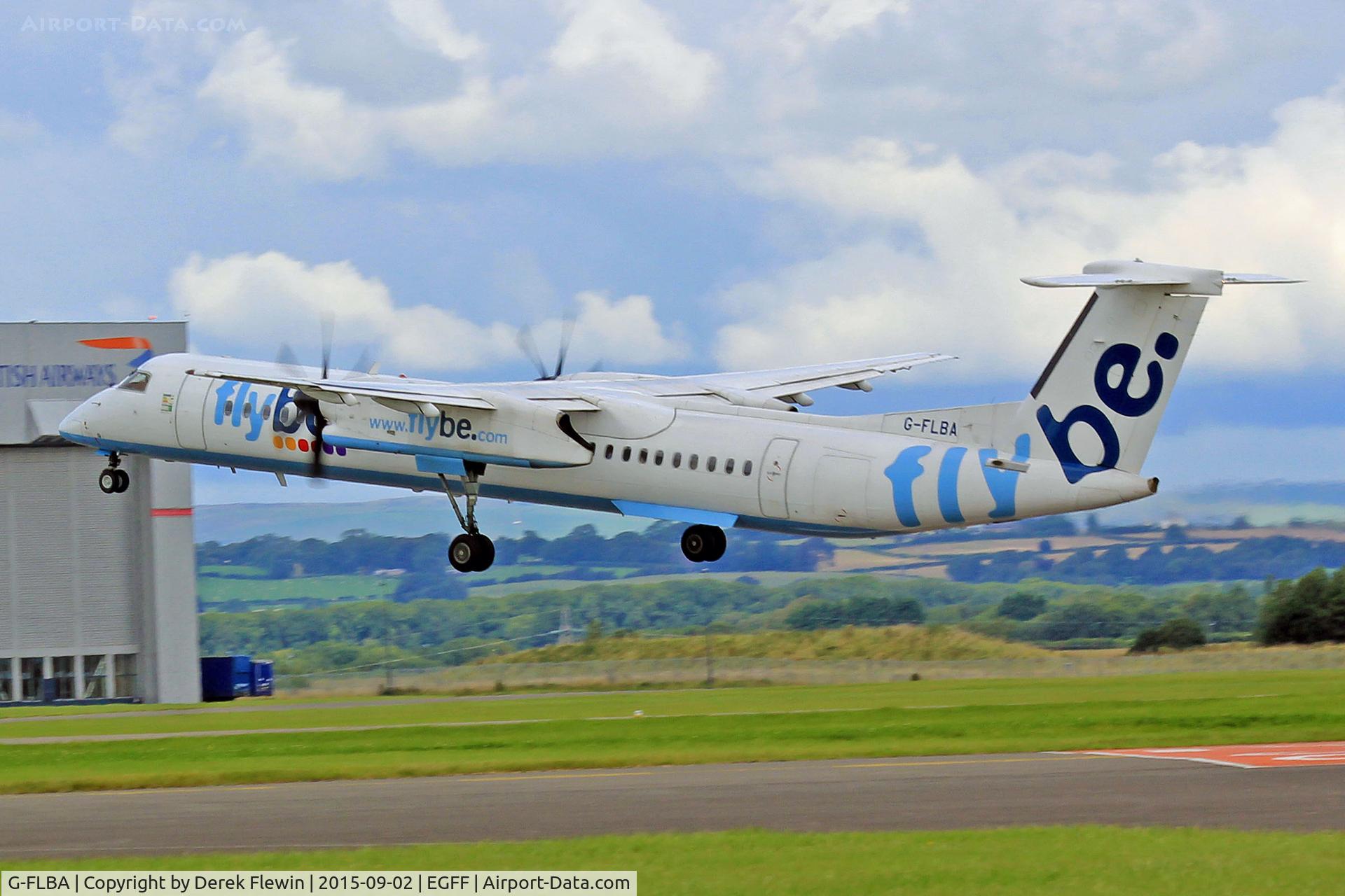 G-FLBA, 2009 De Havilland Canada DHC-8-402Q Dash 8 C/N 4253, Dash 8, Flybe, previously C-FVVB, callsign Jersey 7UA, seen departing runway 30, en-route to Belfast City.