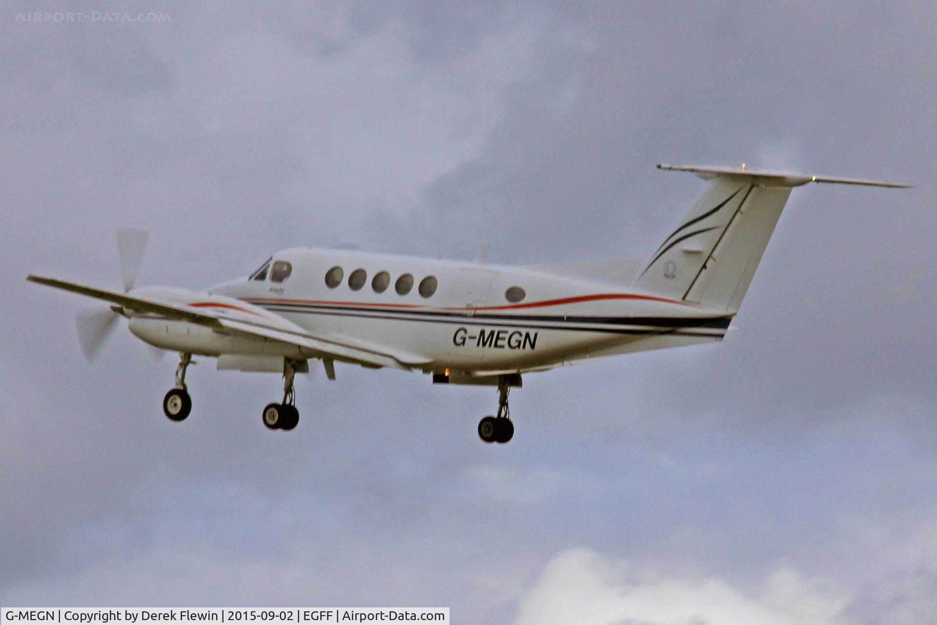 G-MEGN, 1995 Beech B200 Super King Air King Air C/N BB-1518, Super Kingair, Dragonfly Aviation Services Ltd, previously N3218V, SU-ZBA, N65LA, seen shortly after departing runway 30 on a local sortie.