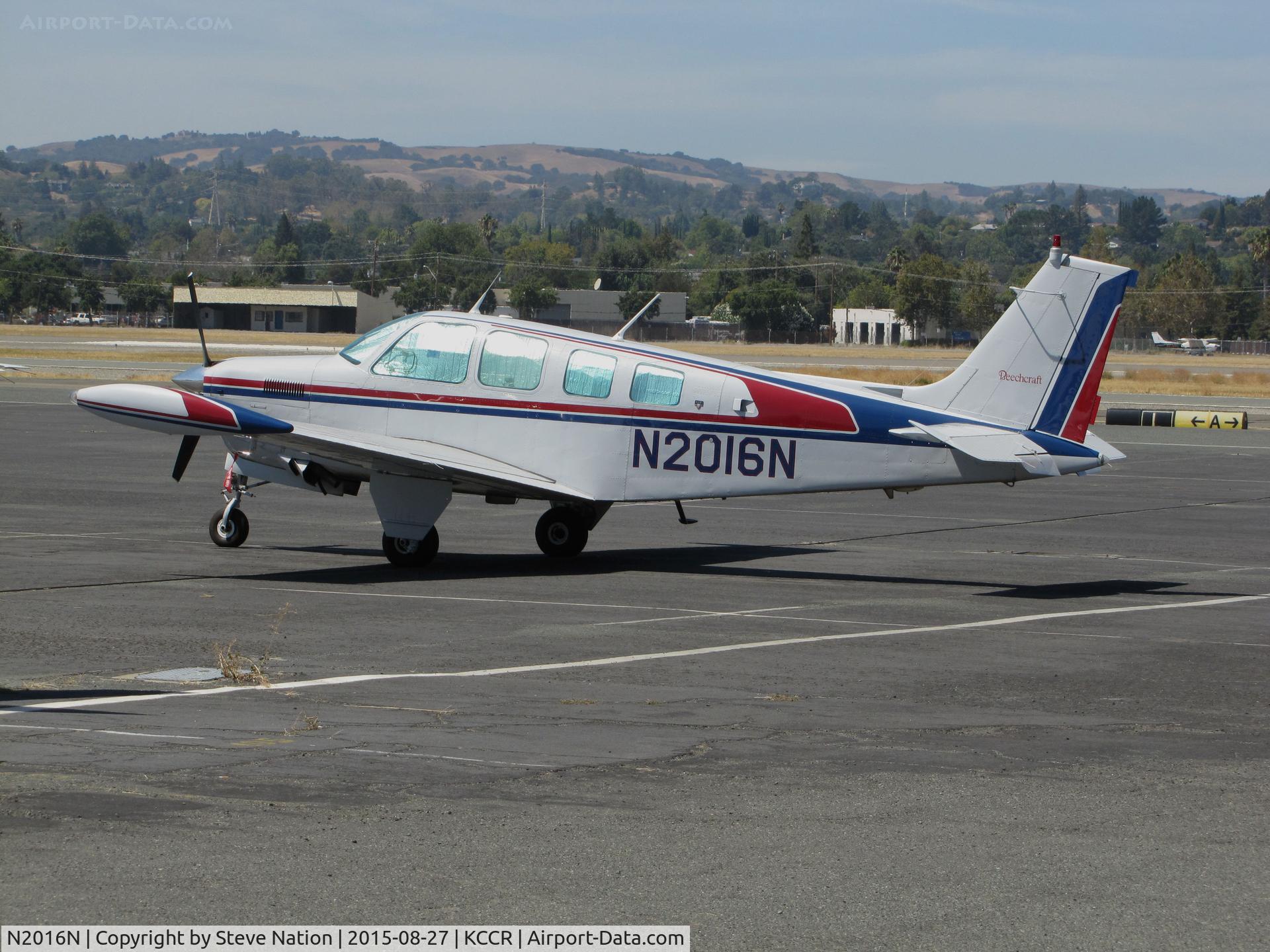 N2016N, 1978 Beech A36 Bonanza 36 C/N E-1313, Southern California-based 1978 Beech A36 visiting @ Buchanan Field (Concord, CA)