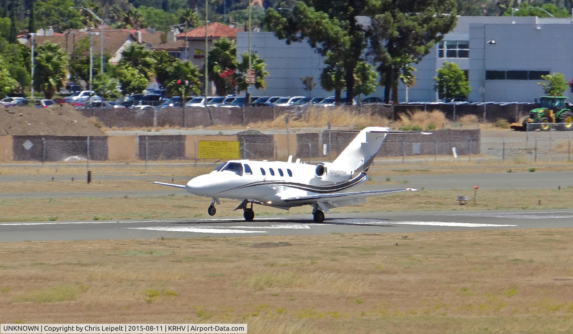 UNKNOWN, Miscellaneous Various C/N unknown, Locally-based Cessna Citation 525 landing runway 31R at Reid Hillview Airport, San Jose, CA. Photo taken from the control tower.