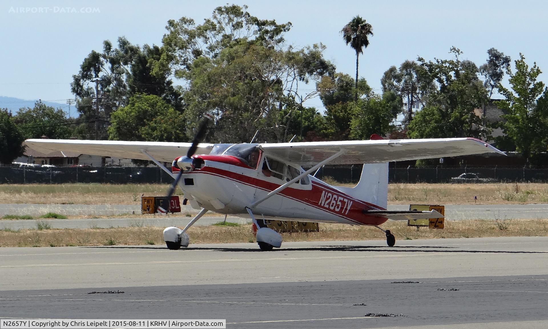 N2657Y, 1962 Cessna 180E C/N 18051157, Locally-based 1962 Cessna 180E taxing out for departure at Reid Hillview Airport, San Jose, CA. Arguably one of my favorite planes at Reid, looks so clean for being parked outside.