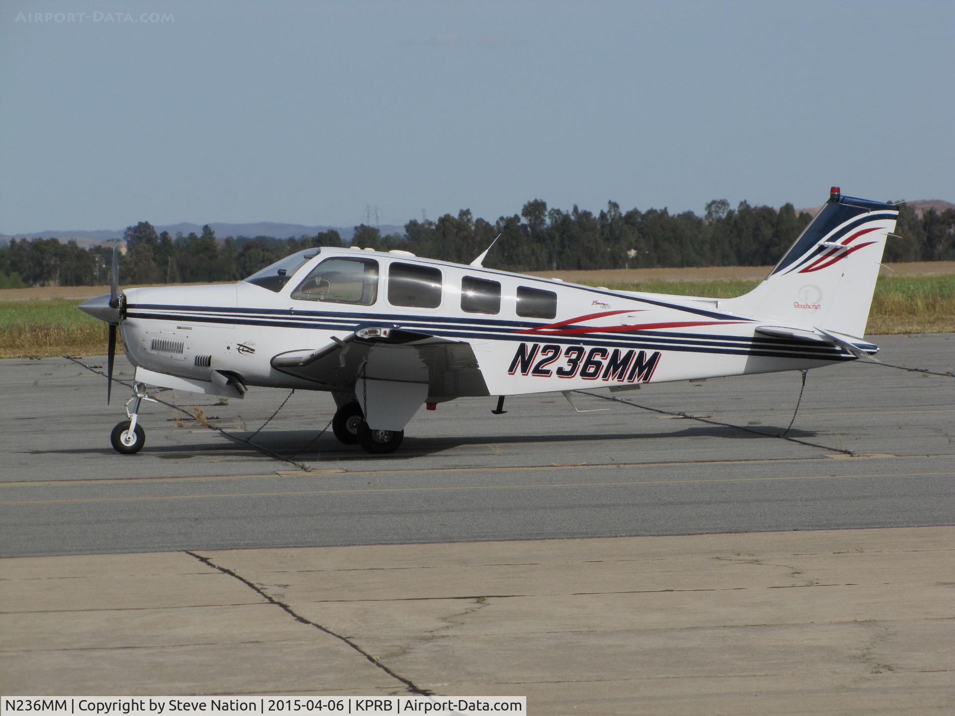 N236MM, Raytheon Aircraft Company A36 Bonanza C/N E-3514, Newport Cove LLC (Newport, OR) Raytheon A36 visiting @ Paso Robles Municipal Airport, CA