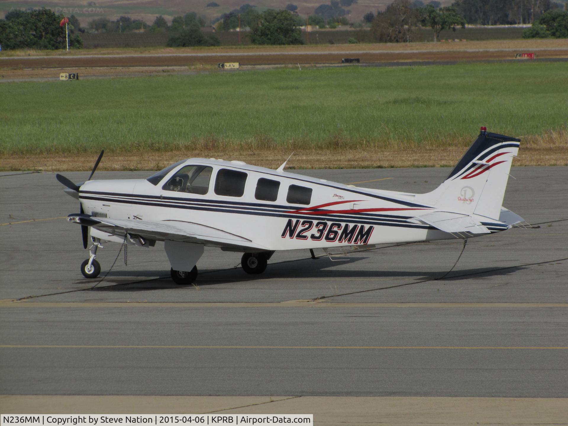 N236MM, Raytheon Aircraft Company A36 Bonanza C/N E-3514, Newport Cove LLC (Newport, OR) Raytheon A36 visiting @ Paso Robles Municipal Airport, CA