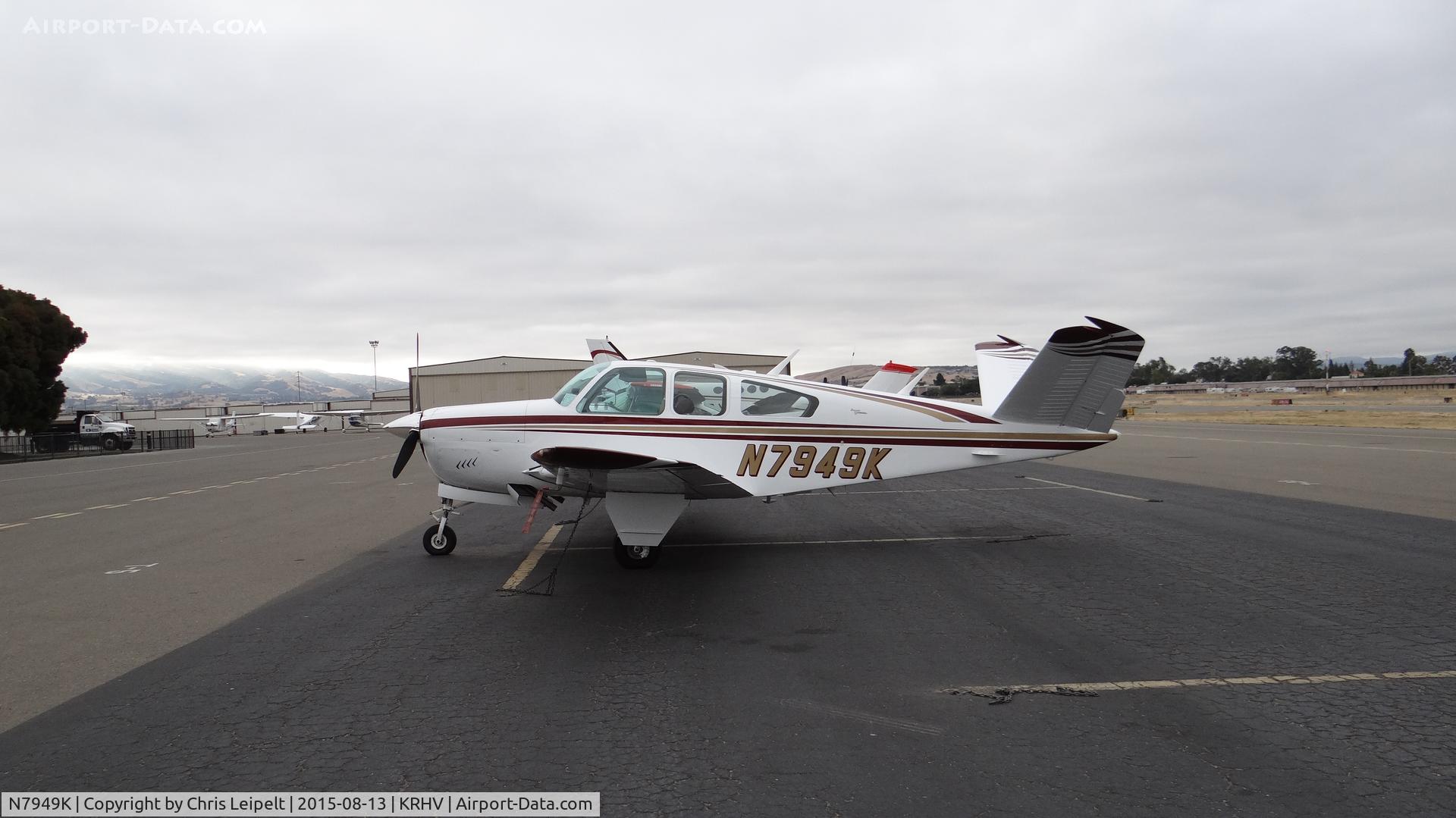 N7949K, 1965 Beech S35 Bonanza C/N D-7938, Nevada-owned 1965 Beech S35 sitting on the transient ramp early in the morning at Reid Hillview Airport, San Jose, CA.
