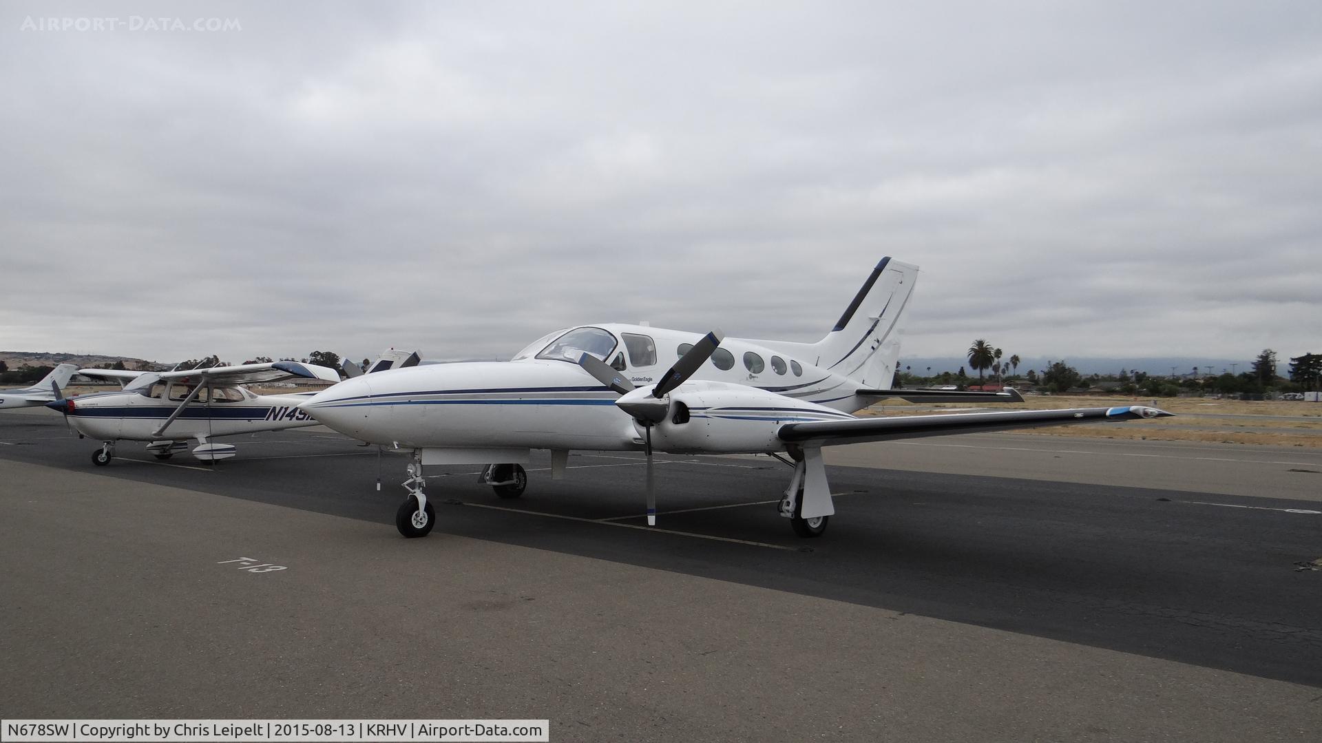 N678SW, Cessna 421C Golden Eagle C/N 421C1023, M E Mullaly Inc (Pacific Grove, CA) 1991 Cessna 421C parked on the transient ramp for an early morning wash at Reid Hillview Airport, San Jose, CA.