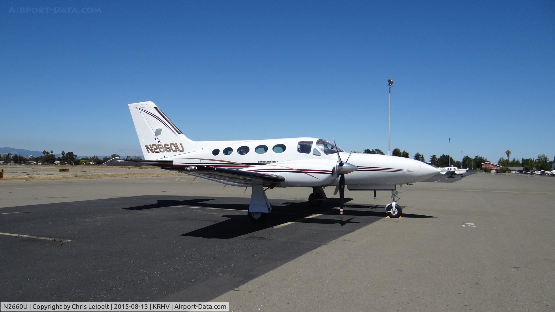 N2660U, 1981 Cessna 421C Golden Eagle C/N 421C1210, San Jose Surgical Supply 1981 Cessna 421C parked at transient parking for a wash at Reid Hillview Airport, San Jose, CA.