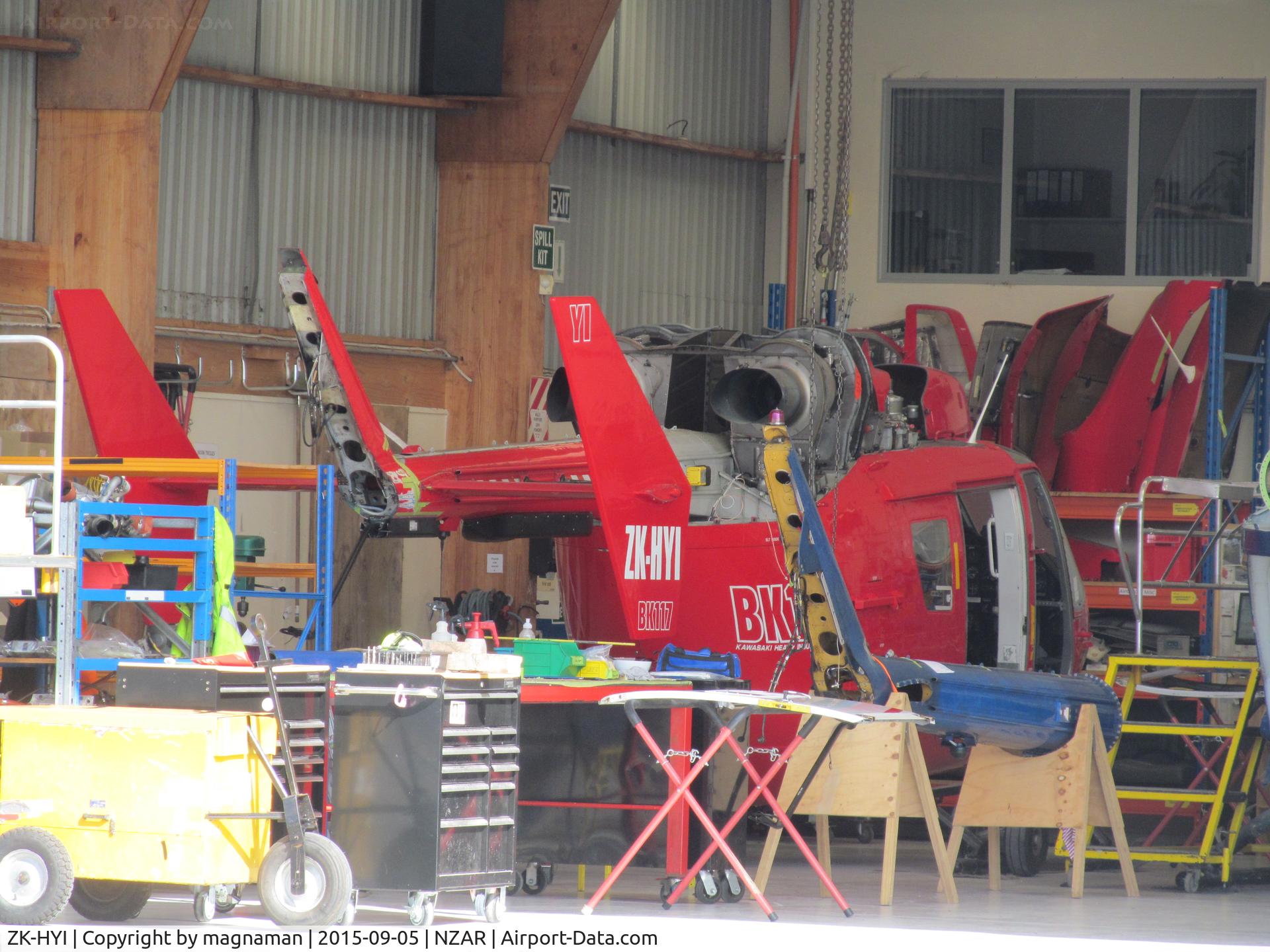 ZK-HYI, MBB-Kawasaki BK-117B-2 C/N 1011, In airwork hangar - nice and bright C/s