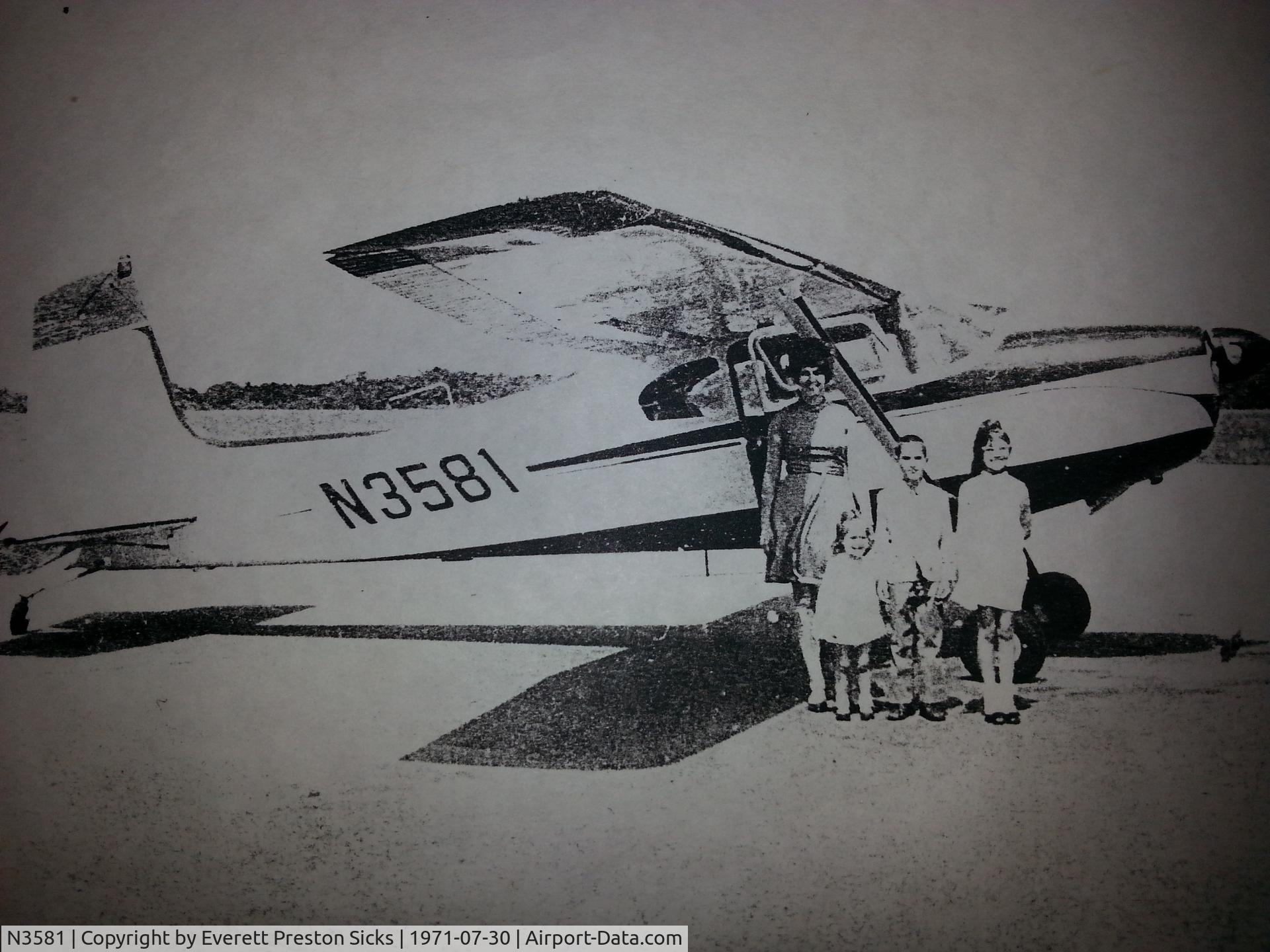 N3581, 1961 Cessna 180D C/N 18051056, The Sicks Family at Lafayette La Regional airport in 1971.
Ann , Belinda, Laurann, Everett, originally taken by Larry Sicks.