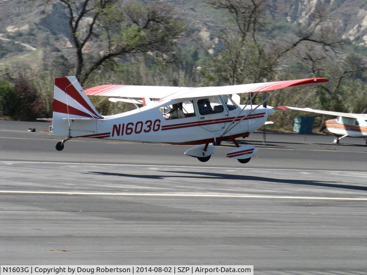 N1603G, 1968 Champion 7ECA Citabria C/N 609, 1968 Champion 7ECA CITABRIA, Lycoming O-235 115 Hp, landing Rwy 22