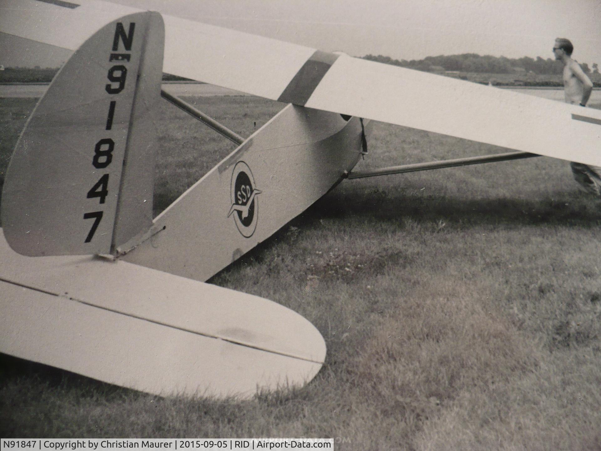 N91847, 1946 Schweizer SGU 2-22 C/N 22, #022 SGU 222 At Richmond Ohio in the 1960's