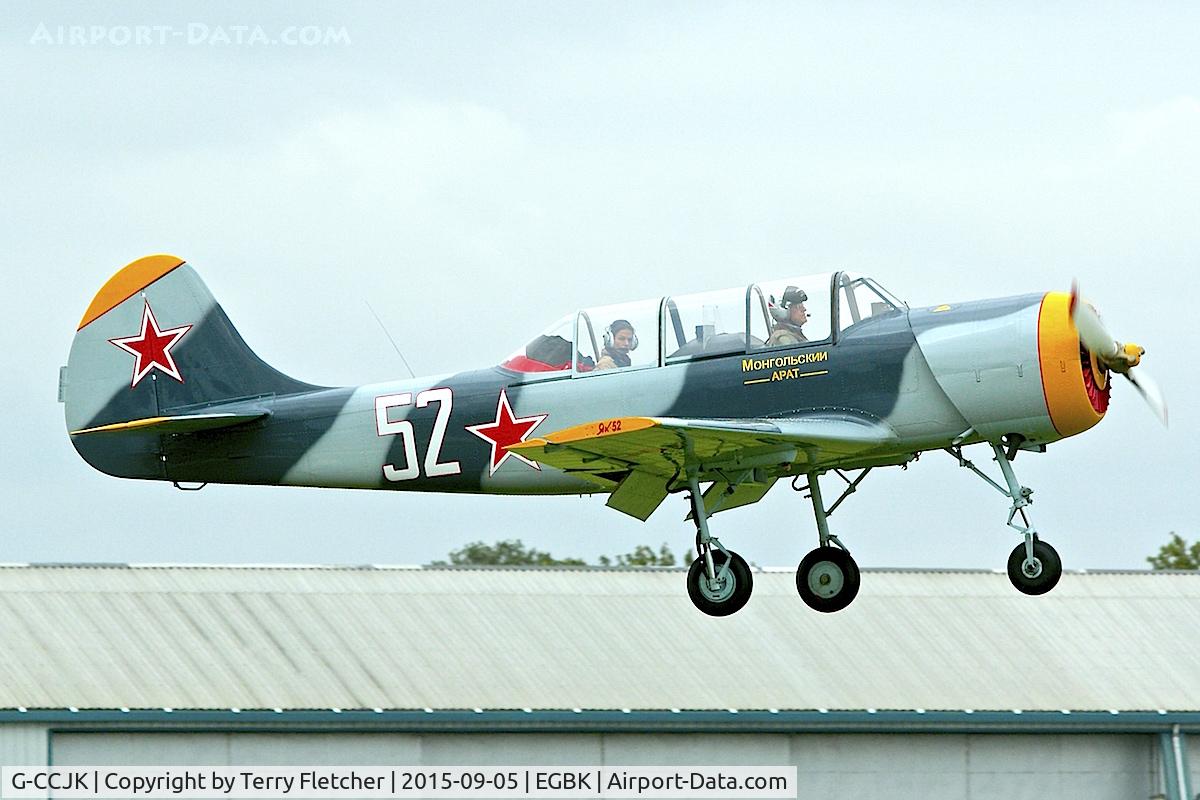 G-CCJK, 1996 Yakovlev (Aerostar) Yak-52 C/N 9612001, At 2015 LAA National Rally at Sywell