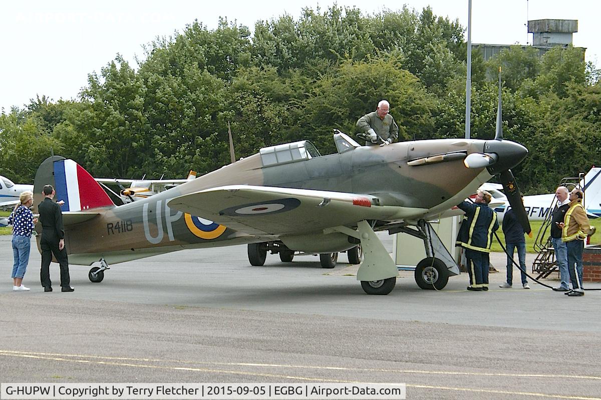 G-HUPW, 1940 Hawker Hurricane I C/N G592301, Re-fuelling at Leicester