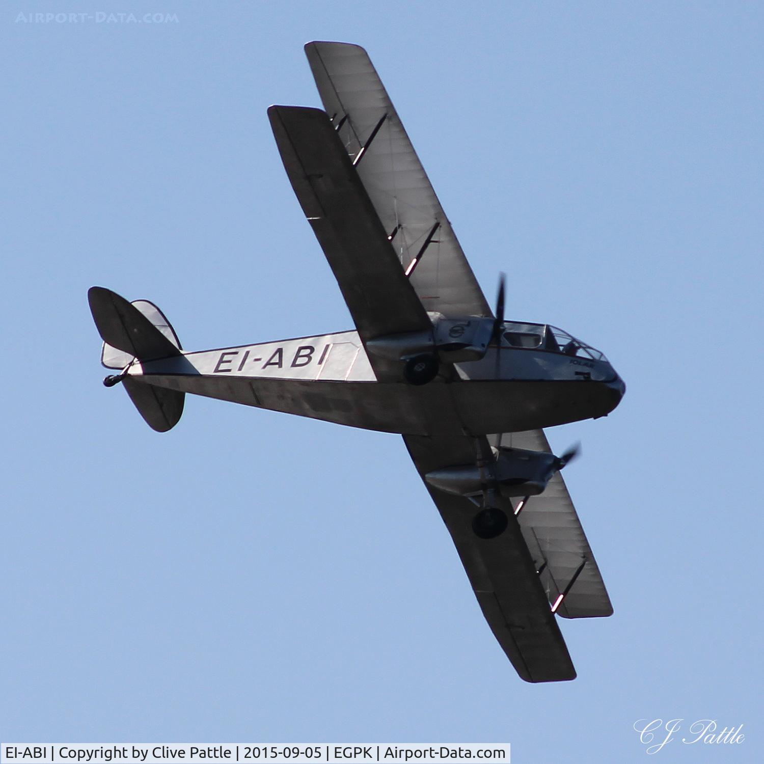 EI-ABI, 1936 De Havilland DH-84 Dragon 2 C/N 6105, Seen displaying as part of the new Irish Air Corps Historic Flight at the Scottish Airshow 2015 held at Ayr seafront and Prestwick Airport EGPK