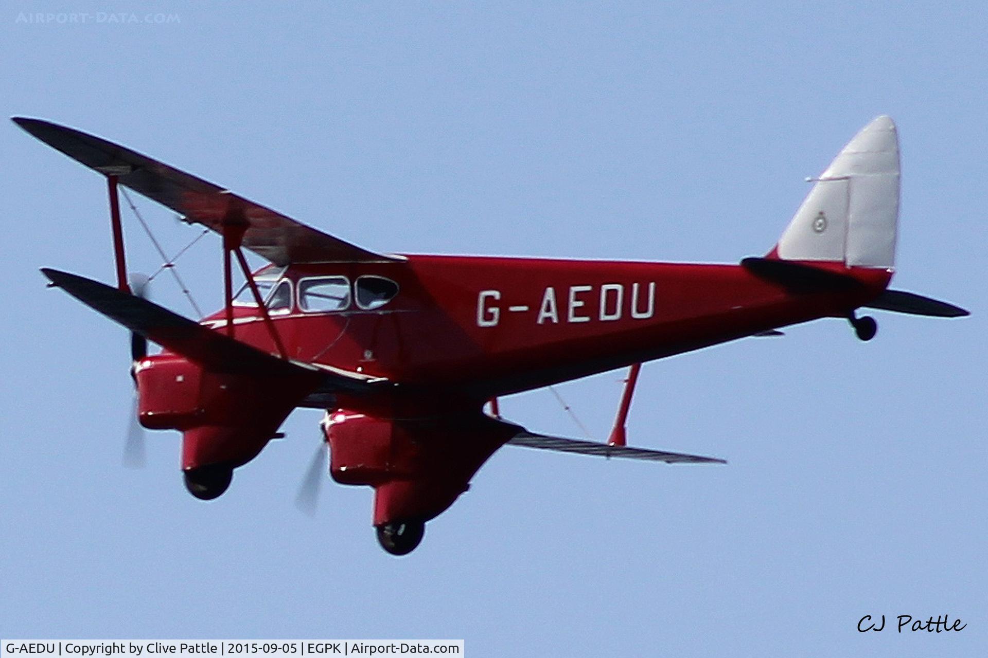 G-AEDU, 1937 De Havilland DH-90A Dragonfly C/N 7526, Seen displaying at the Scottish Airshow 2015 held at Ayr seafront and Prestwick Airport EGPK