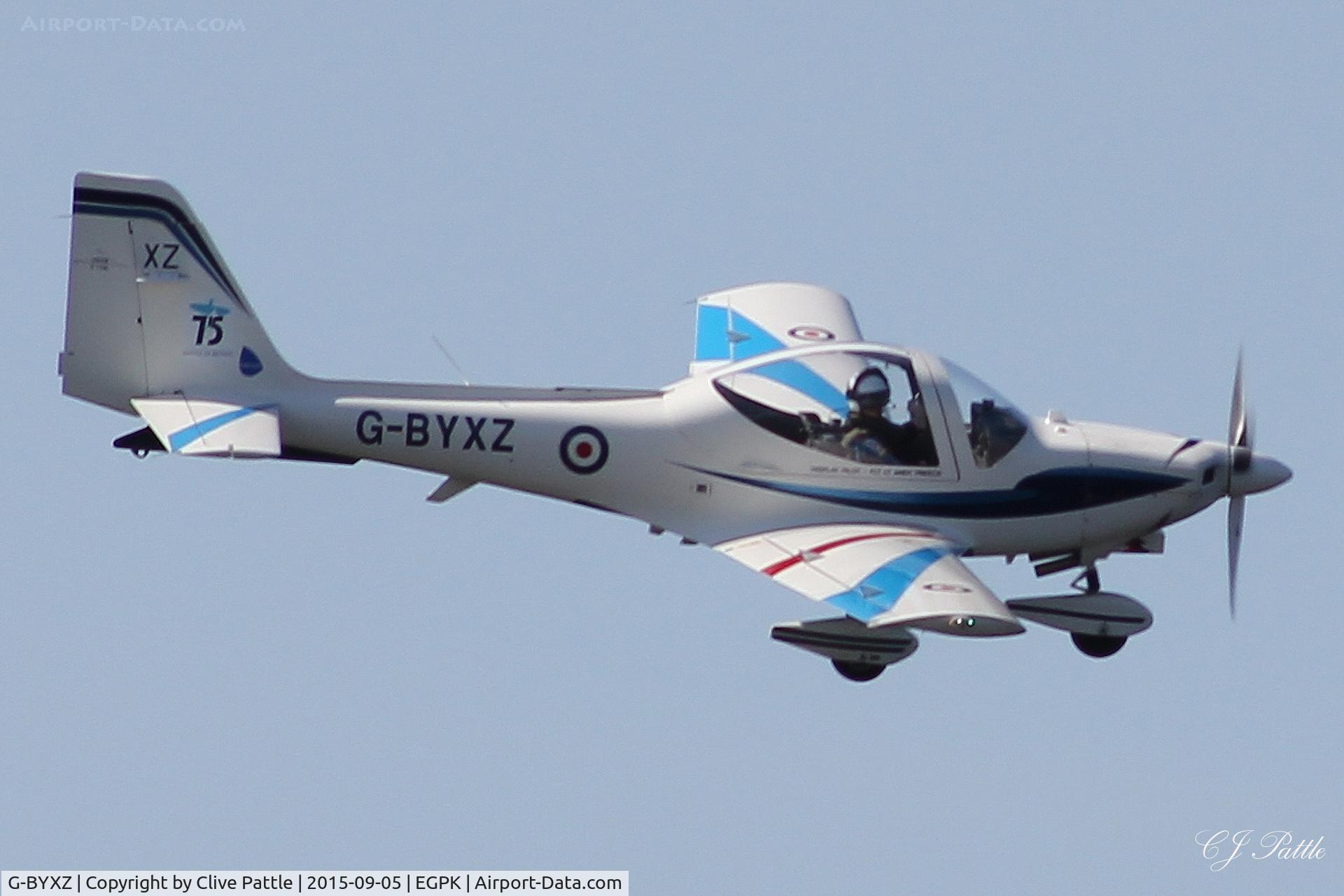 G-BYXZ, 2001 Grob G-115E Tutor T1 C/N 82182/E, Flt Lt Andy Preece RAF displaying at the Scottish Airshow 2015 held at Ayr seafront and Prestwick Airport EGPK