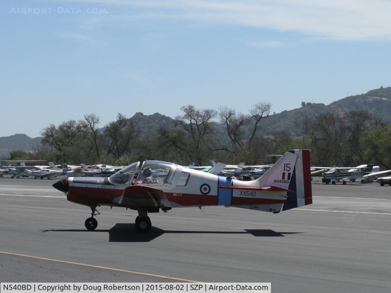 N540BD, 1973 Scottish Aviation Bulldog T.1 C/N BH120/232, 1973 Scottish Aviation BULLDOG Mdl 120/121, Lycoming IO-540-A1B5D 200 Hp, Experimental class military trainer, taxi off the active