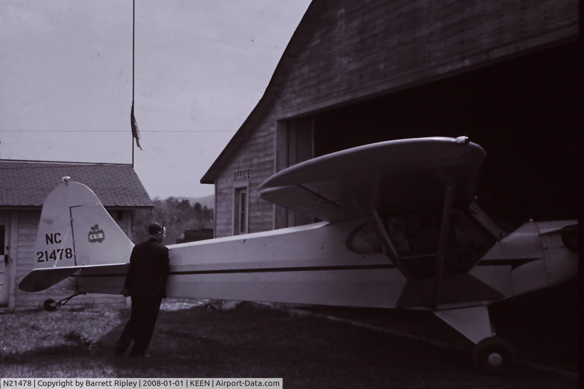 N21478, 1938 Piper J3C-50 C/N 2502, F Fuller Ripley with his Cub date unknown but probably 1938-1939