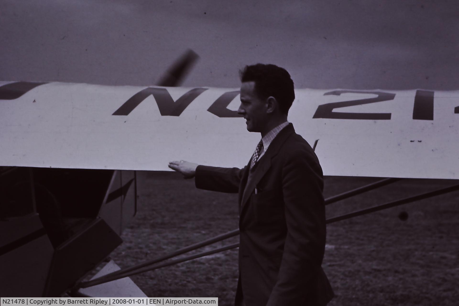 N21478, 1938 Piper J3C-50 C/N 2502, F Fuller Ripley with his Cub NC21478 circa 1938