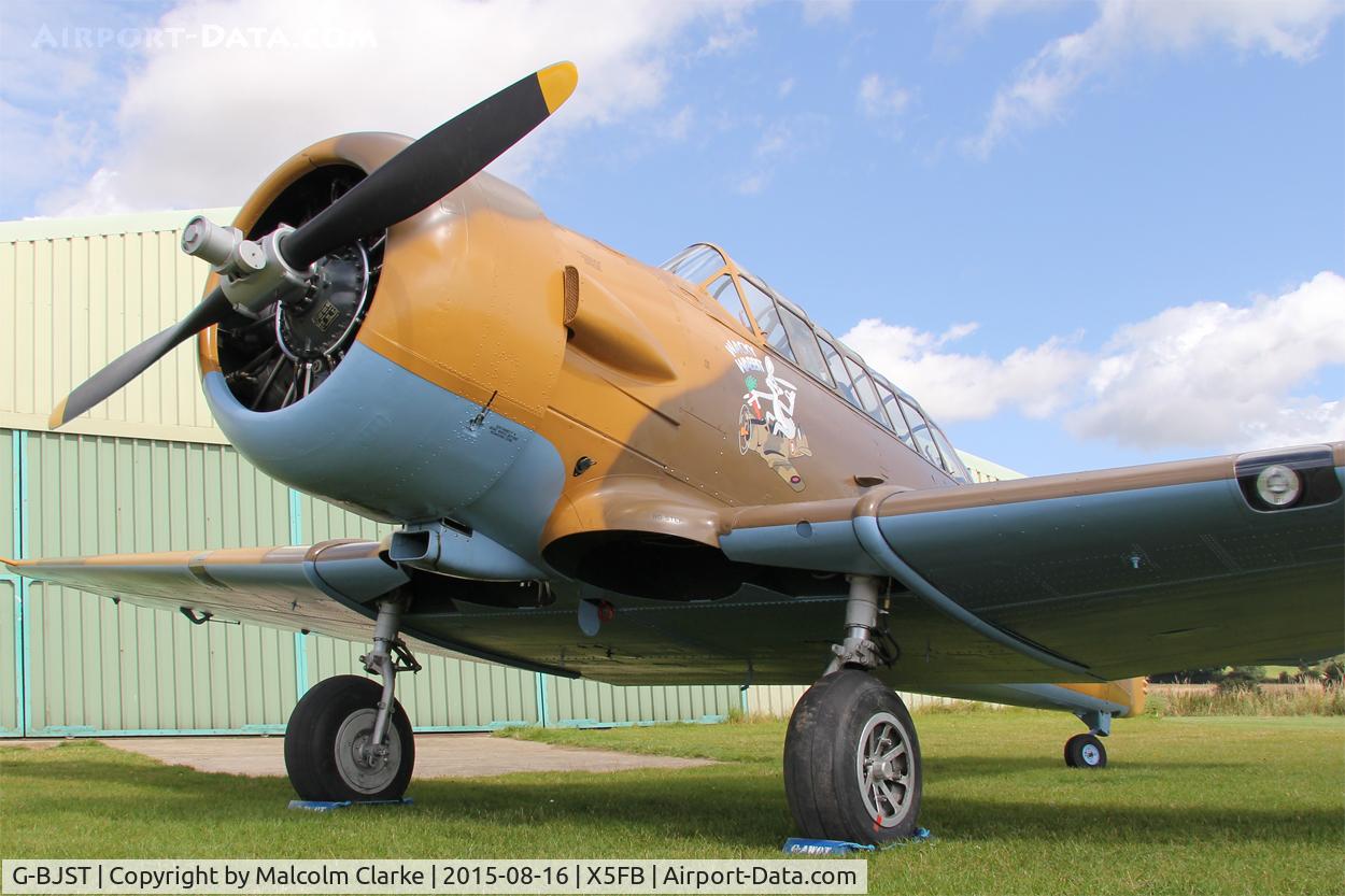 G-BJST, 1953 Canadian Car & Foundry T-6H Harvard Mk.4M C/N 14A-2429, Canadian Car & Foundry T-6H Harvard Mk4M, following a repaint at Fishburn Airfield. August 16th 2015.