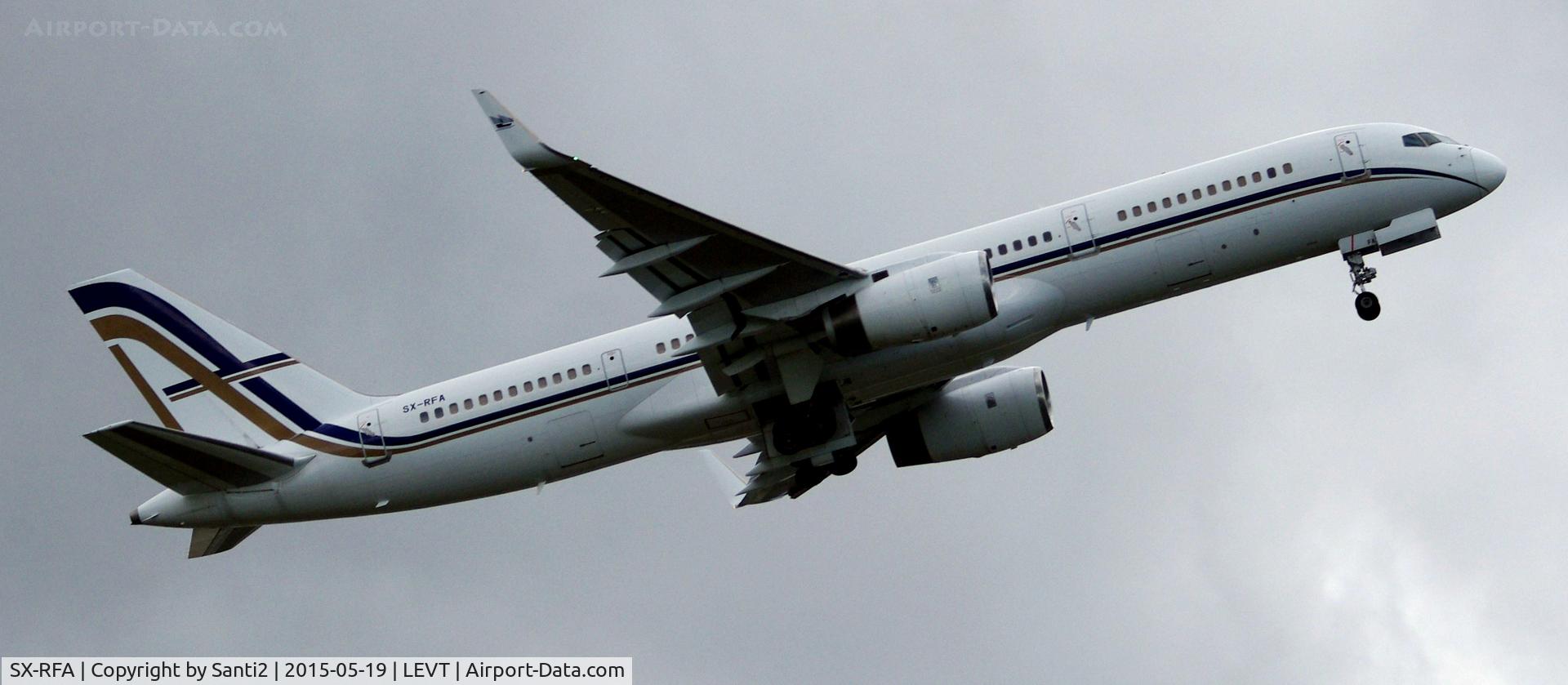 SX-RFA, 1999 Boeing 757-23N C/N 30232, Taking off to Coventry (EGBE) from rwy 04.