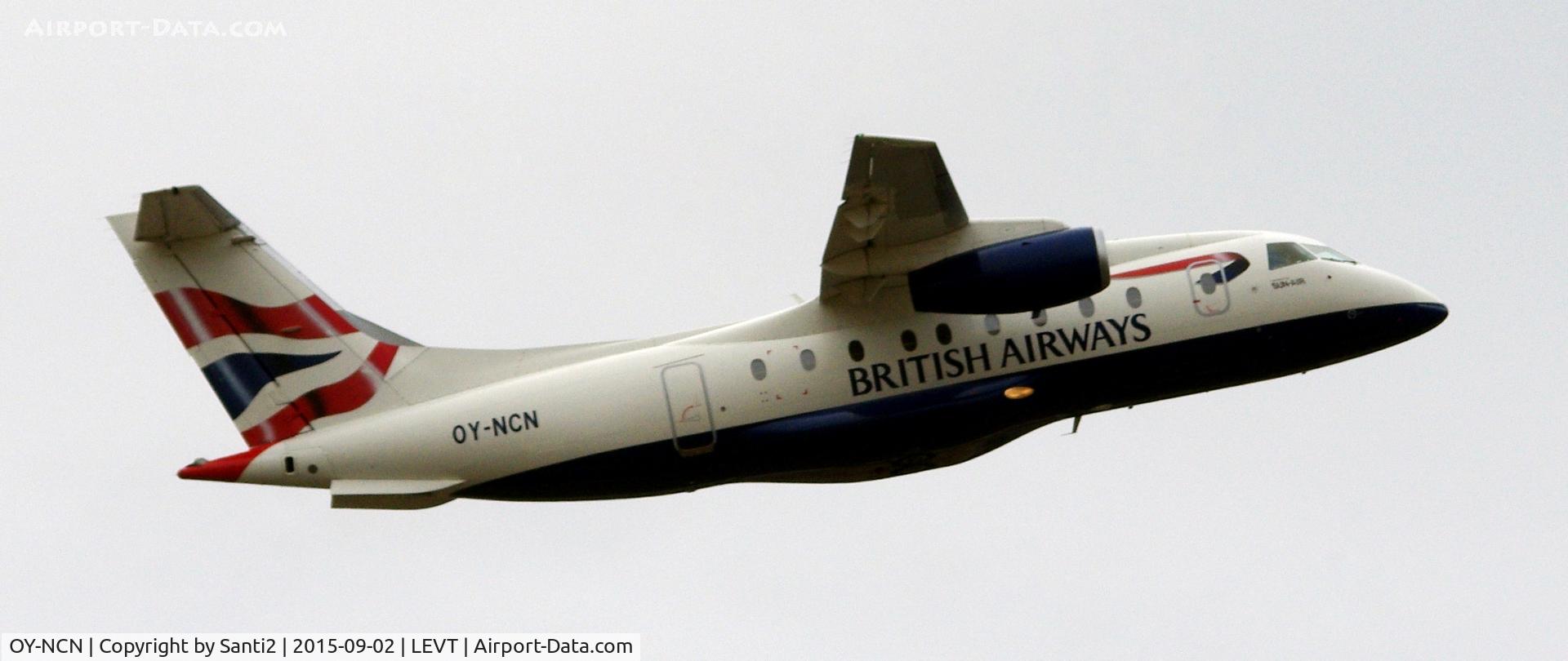 OY-NCN, 2001 Fairchild Dornier 328-310 328JET C/N 3193, Taking off to Farnborough (EGLF). Rwy 04.