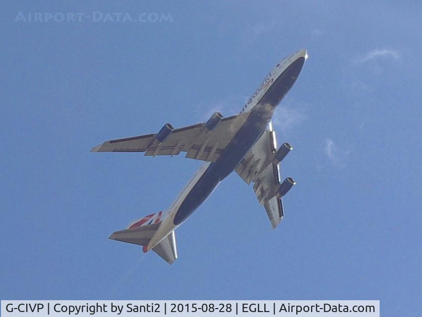 G-CIVP, 1998 Boeing 747-436 C/N 28850, Flying over central London.