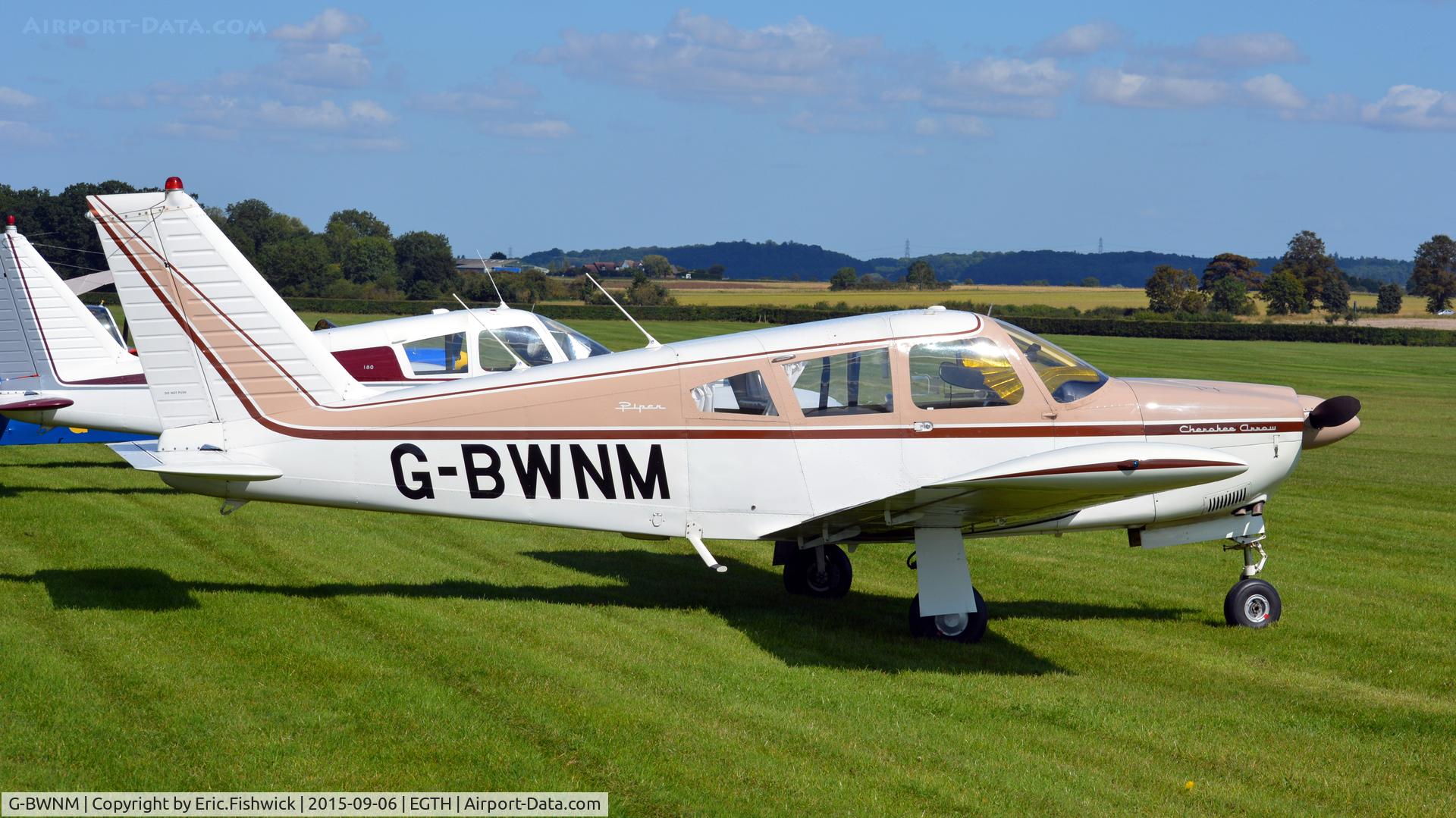 G-BWNM, 1968 Piper PA-28R-180 Cherokee Arrow C/N 28R-30435, 2. G-BWNM on the flightline at The Shuttleworth Pagent Airshow, Sept. 2015.