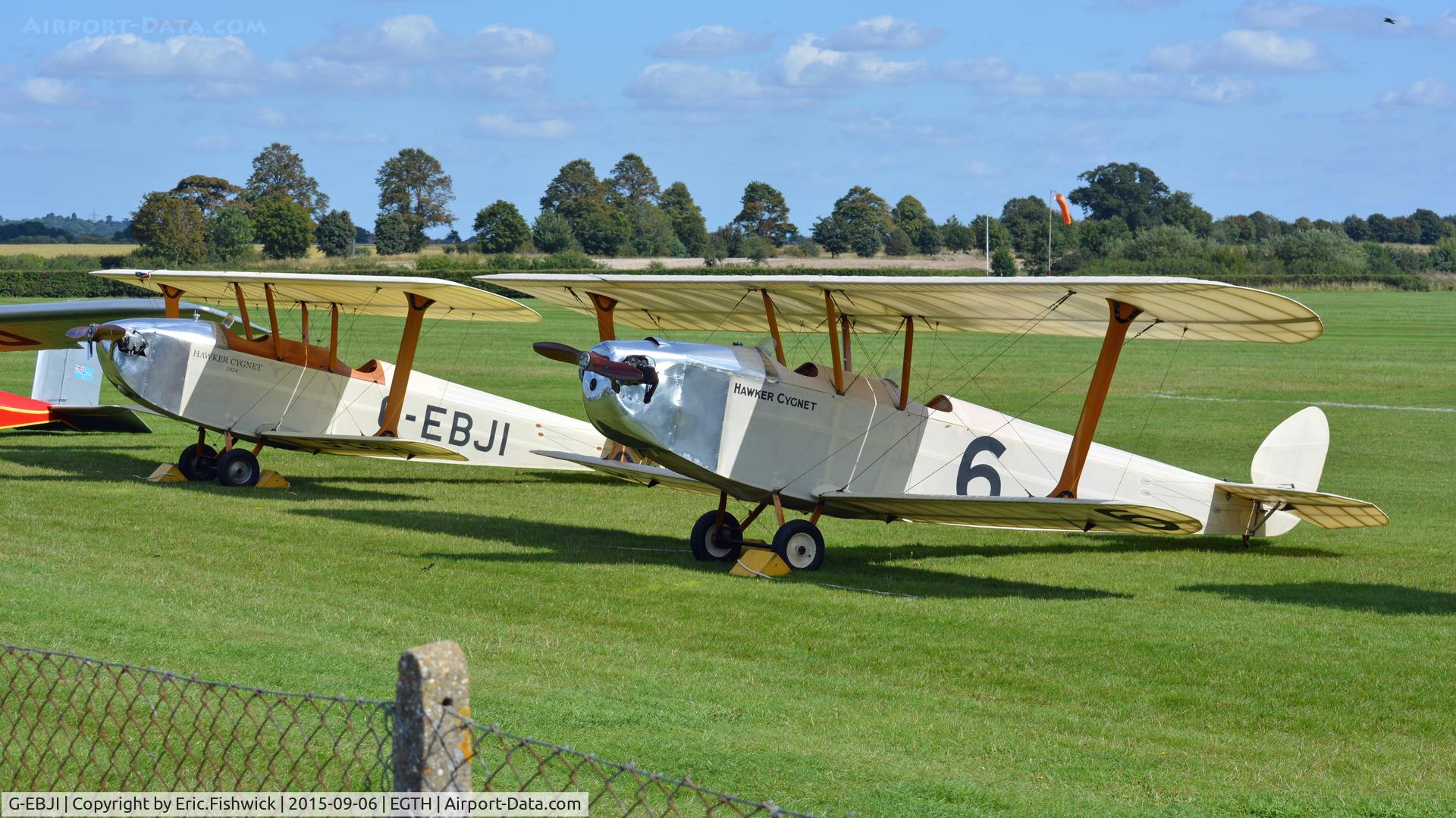 G-EBJI, 1977 Hawker Cygnet Replica C/N PFA 077-10240, 5. Two immaculate Hawker Cygnets on the flightline at The Shuttleworth Pagent Airshow, Sept. 2015.