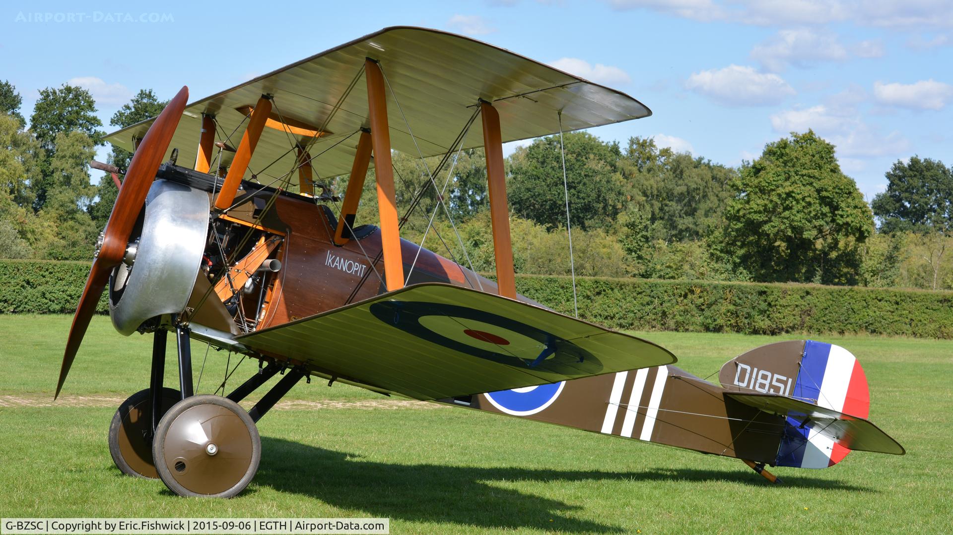 G-BZSC, 2001 Sopwith F.1 Camel Replica C/N NAW-3, 1. G-BZSC at The Shuttleworth Pagent Airshow, Sept. 2015.