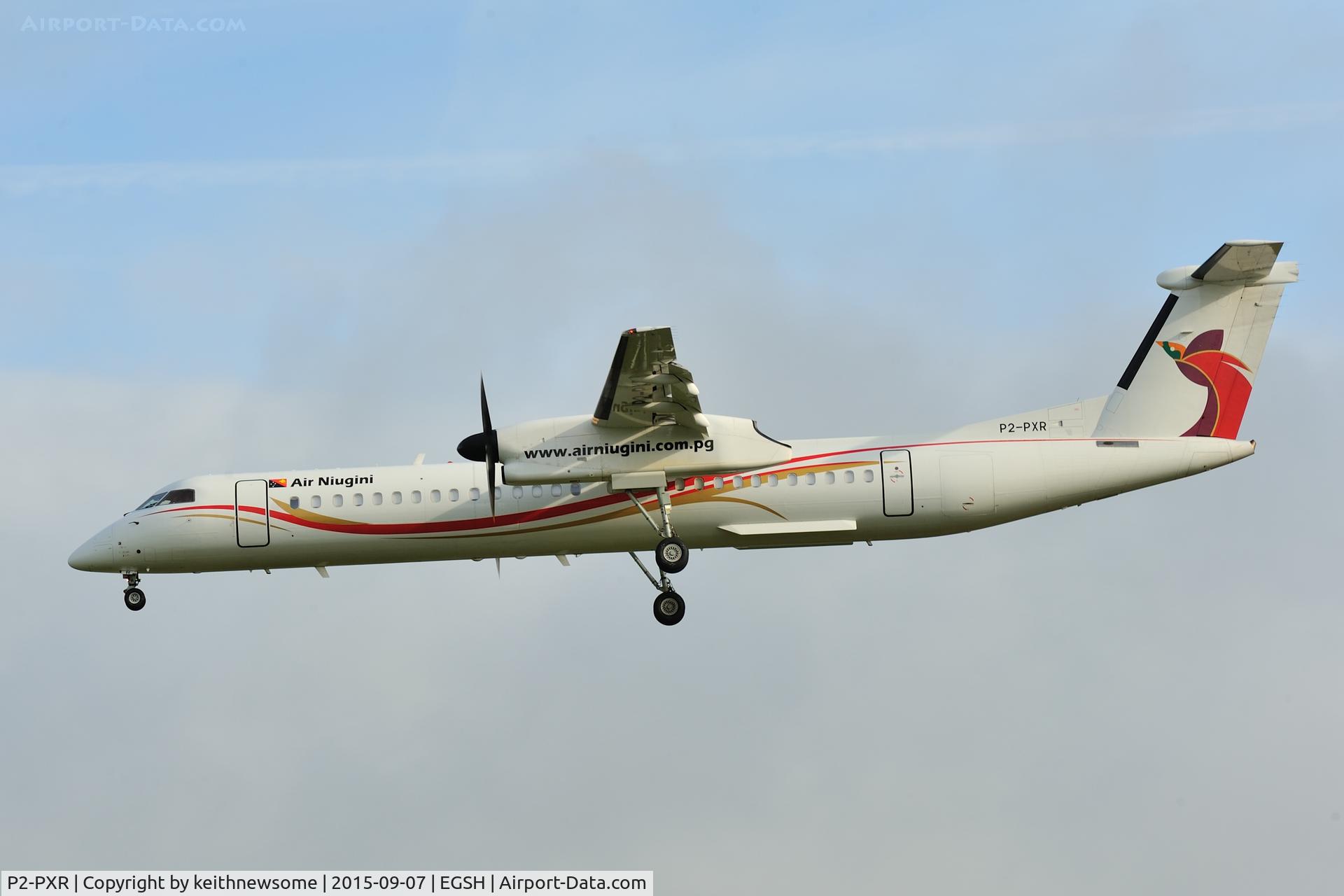 P2-PXR, 2001 De Havilland Canada DHC-8-402Q Dash 8 C/N 4038, Arriving for paint work.