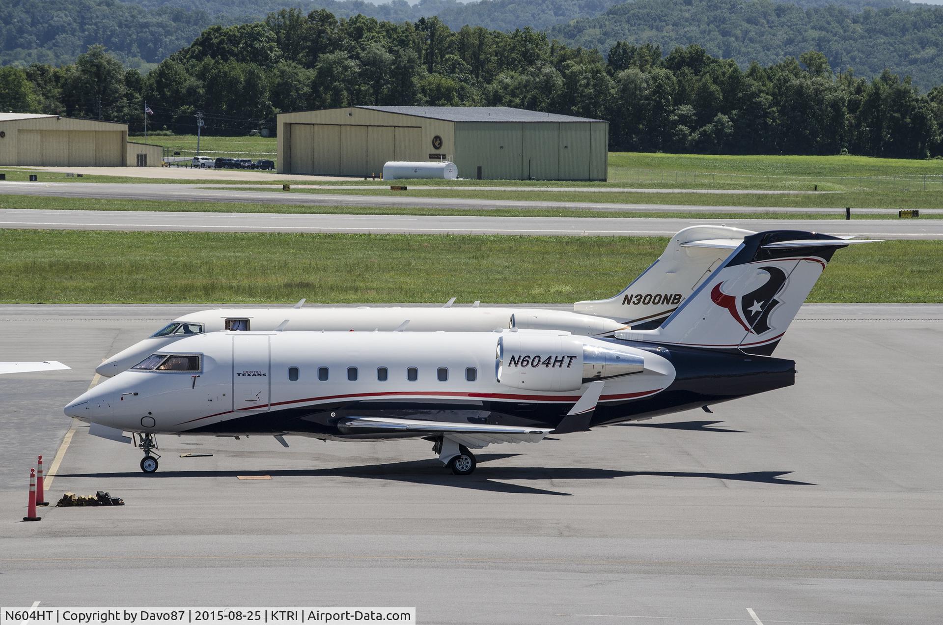N604HT, 2005 Bombardier Challenger 604 (CL-600-2B16) C/N 5638, Houston Texans jet parked at Tri-Cities Airport (KTRI) on August 25, 2015.